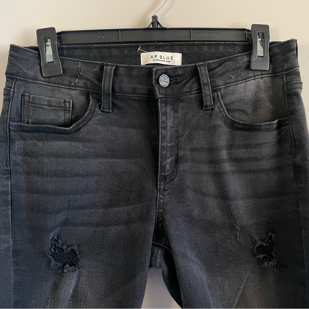 AP BLUE  Jean Black Women's High Waisted Distressed Skinny Jeans with Cut Outs